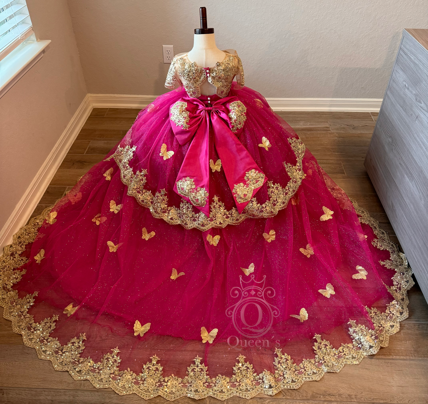 Mia Removable 2 Pieces with Butterflies Hot Pink