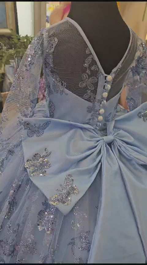 princess polly baby blue dress Mint Green Quinceanera Dresses with cape Floral Appliques Lace-up Back –  formalgowns main image 0
