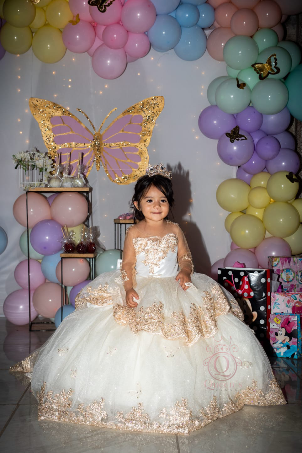 Stella Removable 2 Pieces with Butterflies Package (Dress, Petticoat, Bouquet, Crown)
