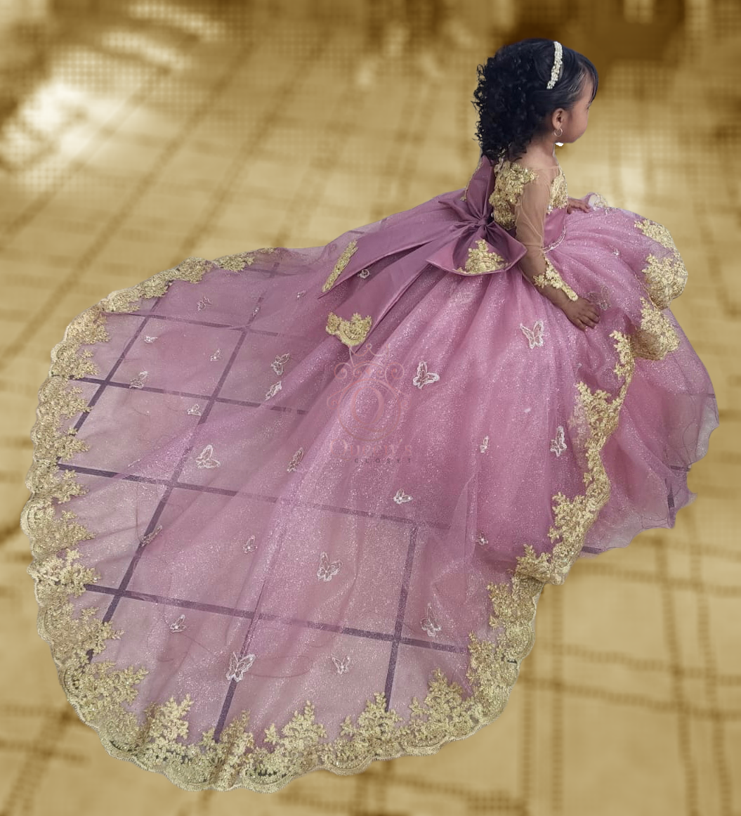 Maria Fernanda  with Butterflies Package (Dress, Petticoat, Bouquet, Crown)